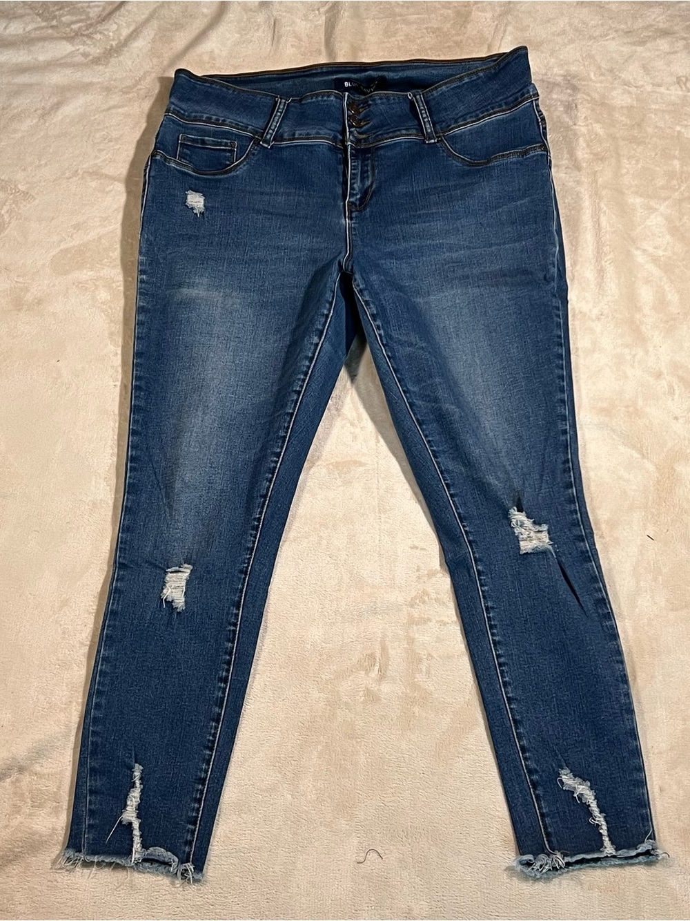 Blue Savvy Distressed Women's Stretch Jeans